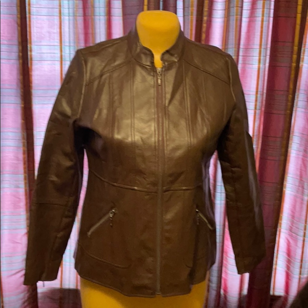 Brown leather look jacket